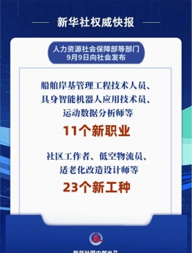 11个新职业23个新工种发布